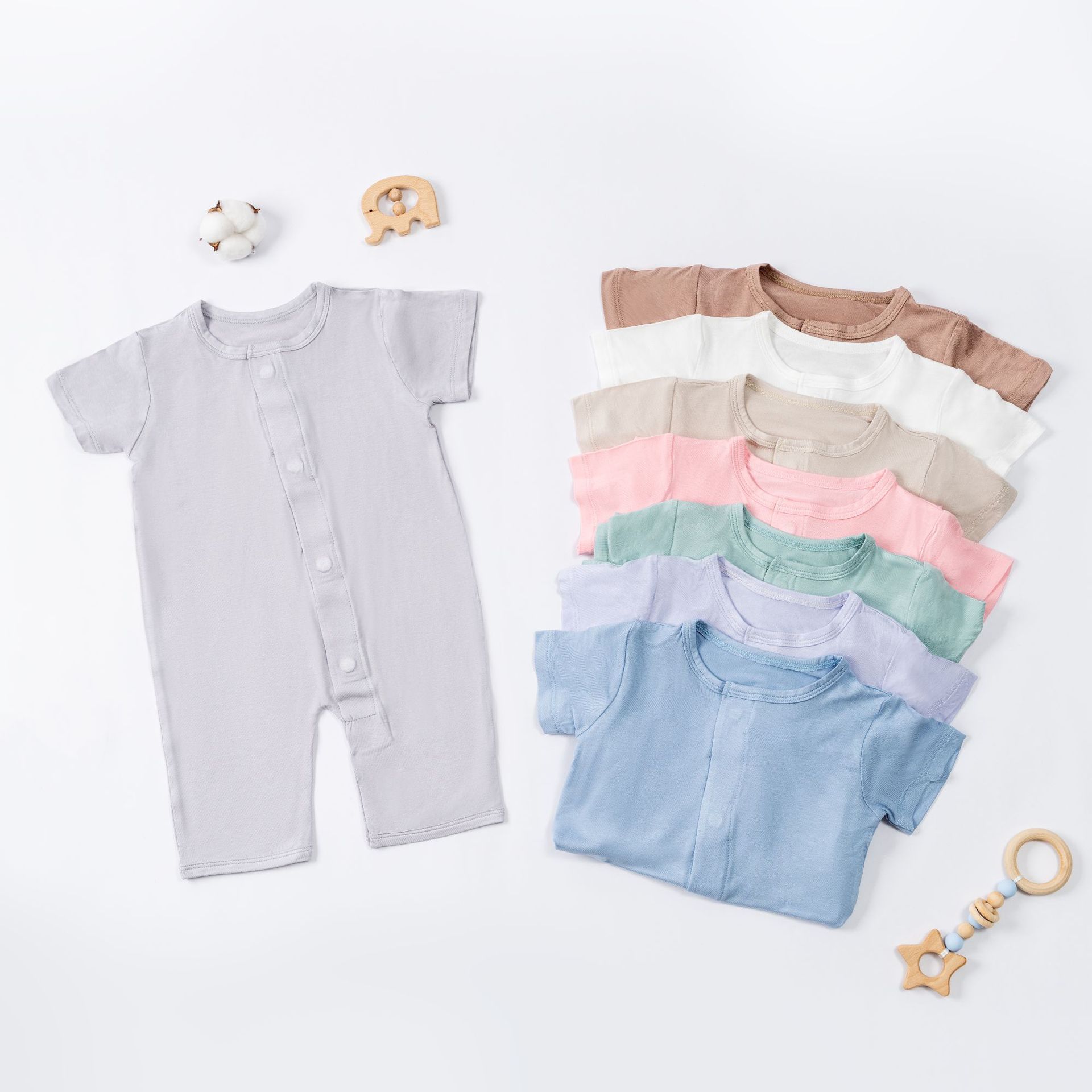 2026 New Magnetic Buckle Onesie Modal Baby Clothing Class a Summer Magnetic Buckle Romper Basic Style