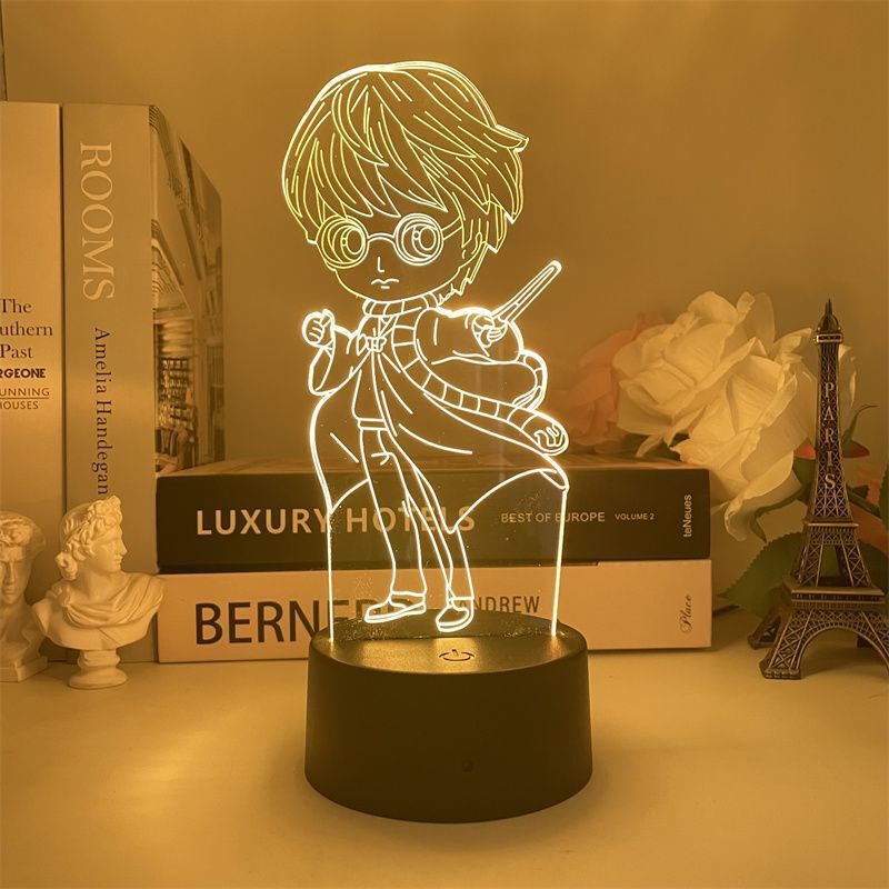 Usb Nightlight Harry Potter Q Version Character Acrylic Character Hand-held Brand Movie Surrounding Dormitory Atmosphere Lamp