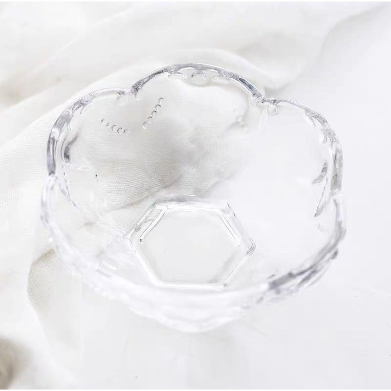 Suministro directo de fábrica creativo estilo japonés borde dorado tazón de vidrio golondrinas tazón de plata tazón de oído tazón de ensalada de helado tazón de postre de corazón de melocotón