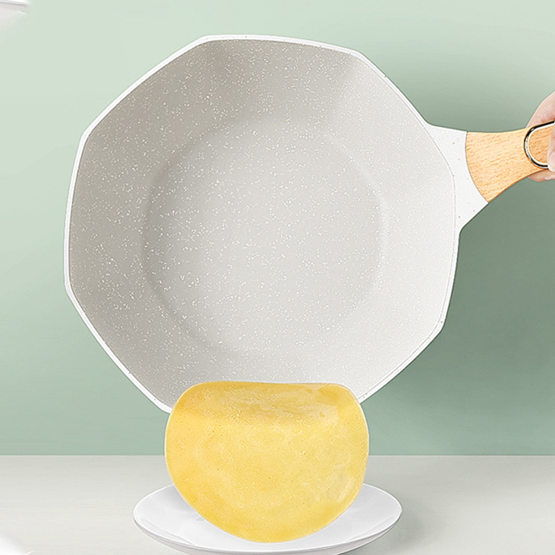 Medical stone non-stick pot household wok multi-functional portable cooking pot kitchen Internet celebrity flat bottom non-stick octagonal pot