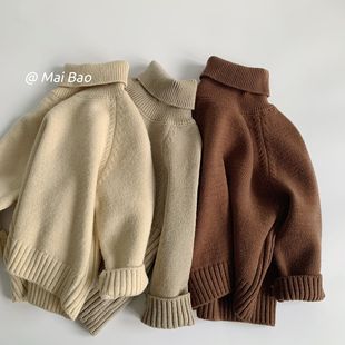 Maibao Kidsren's Bottoming Shirt 2025 Winter New High-Neck Knitwear for Boys and Girls Pure Color Wool Bottoming F0481