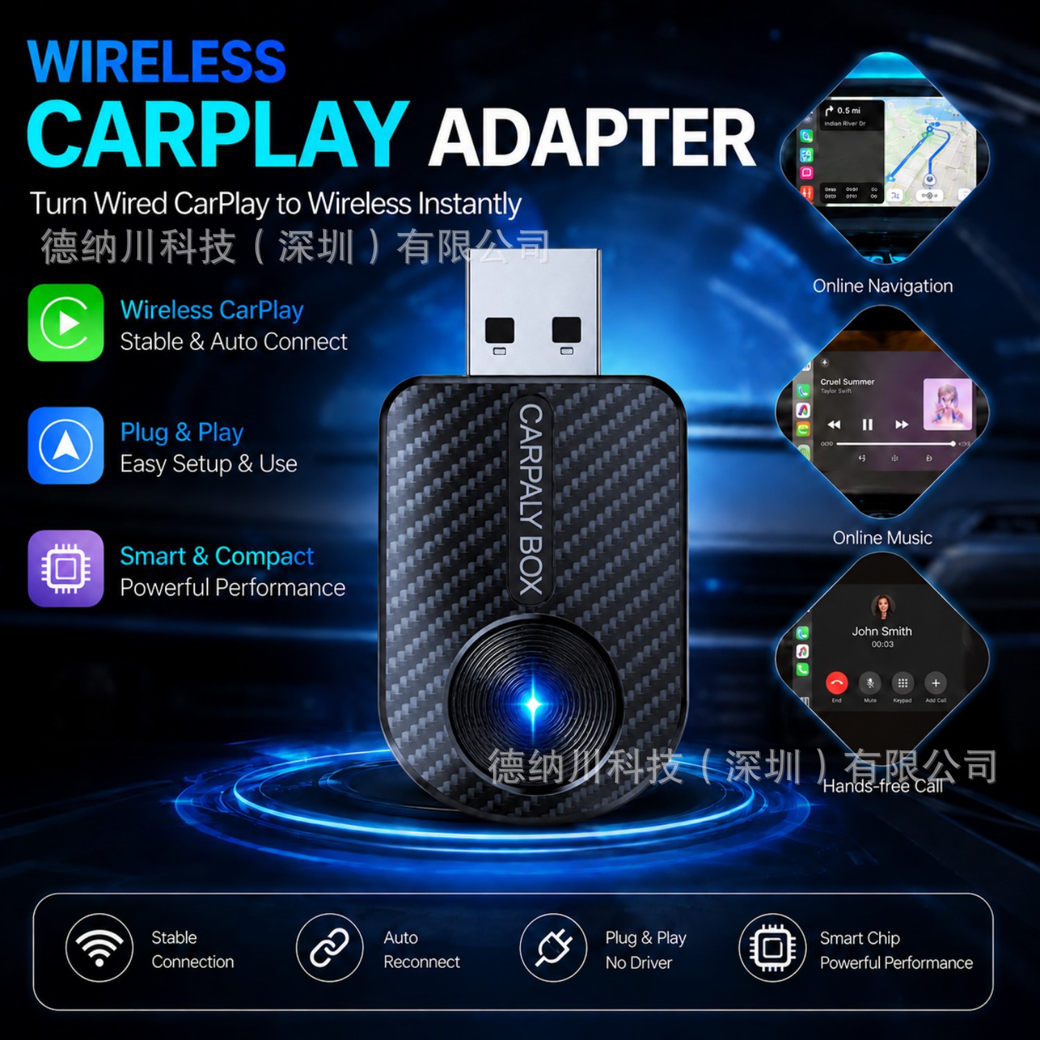 2-in-1 Wired to Wireless Carplay Apple Carplay Box Module Android Auto Car Connectivity Box