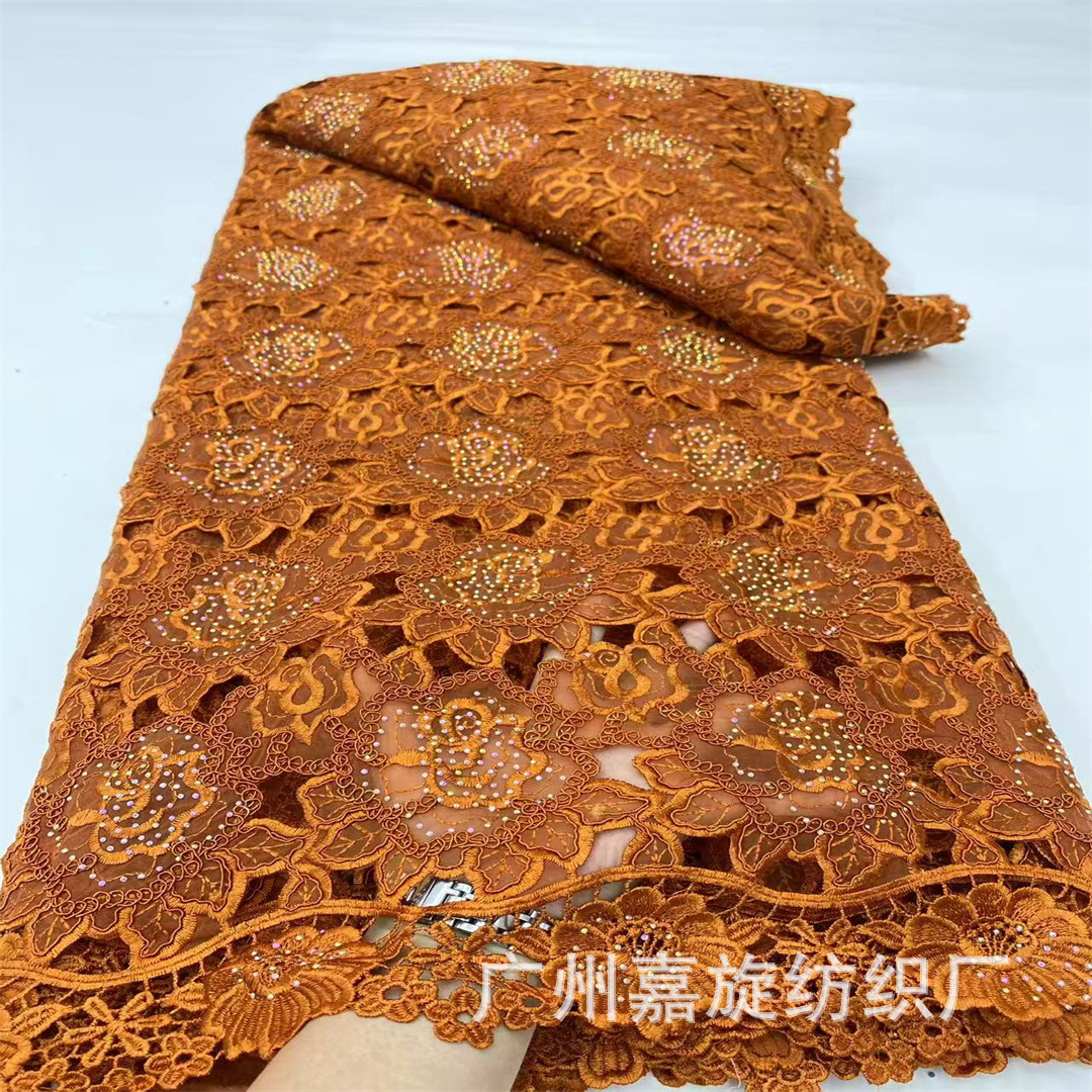 Tela de encaje africana con bordado floral de cordón de hueso europeo y americano de verano, tela bordada con pedrería para ropa de mujer.