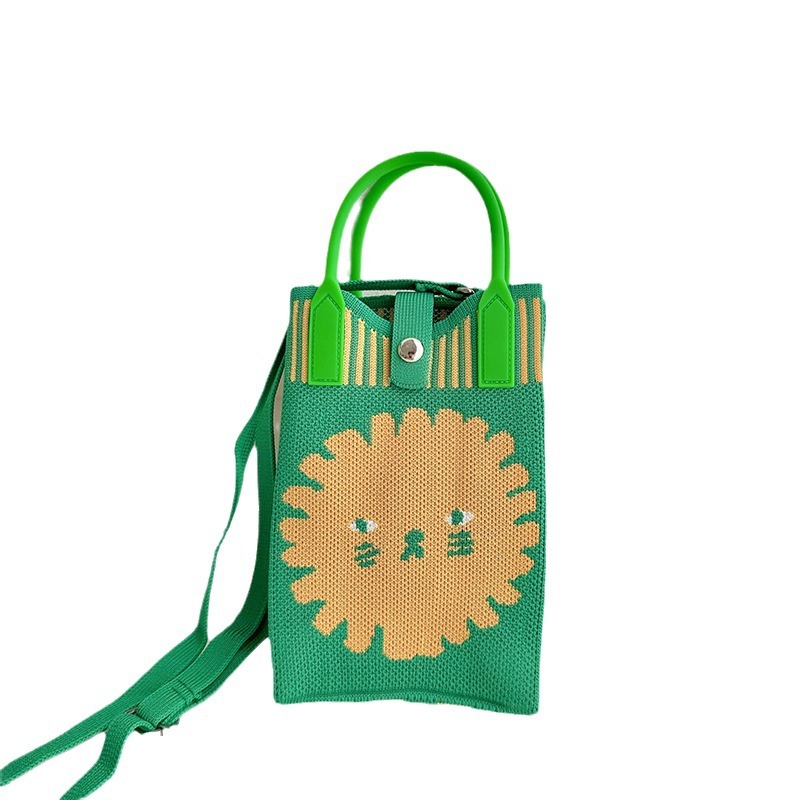 Cartoon tejido bolso para teléfonos móviles para mujeres 2025 nuevo estilo coreano de hombro único, bolso de viaje, bolso de cambio, bolso pequeño
