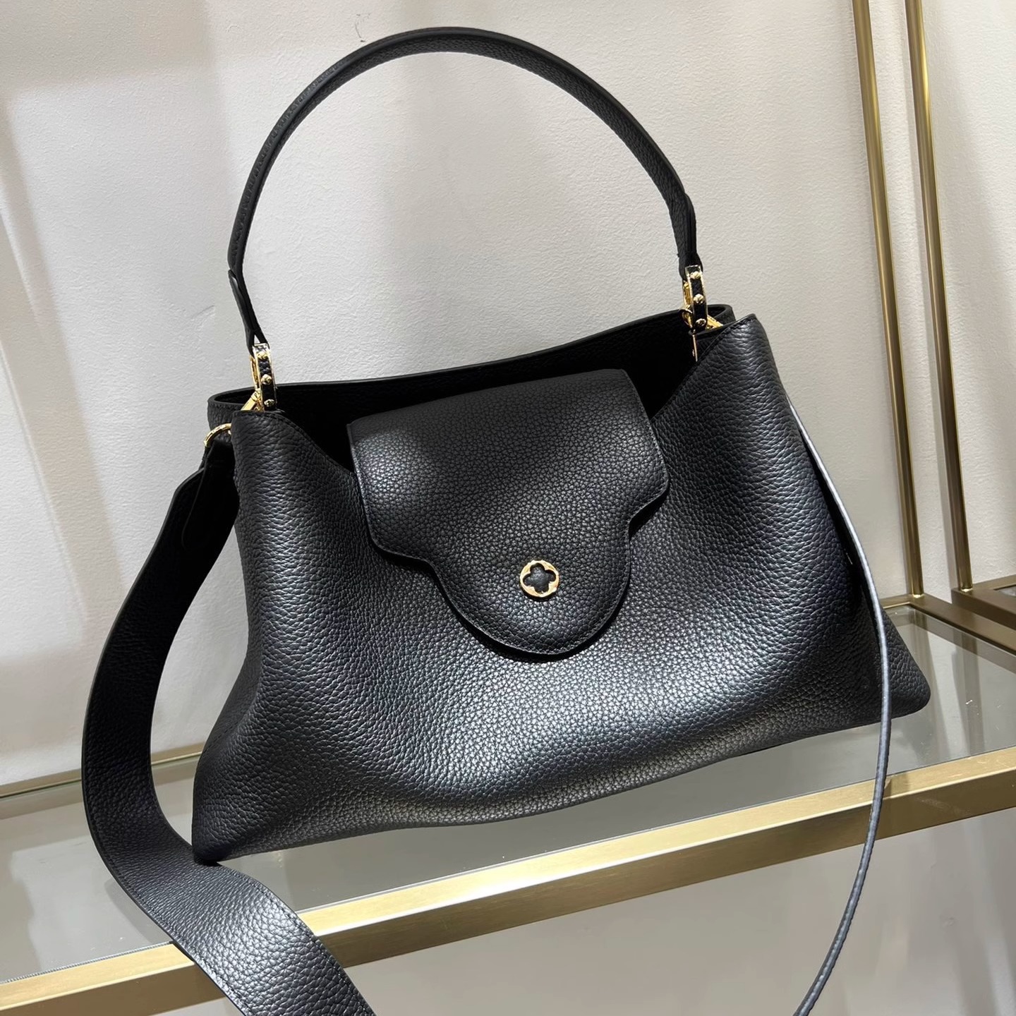 新款头层牛皮黑武士手提包女大容量高端轻侈品高级感真皮斜挎女包