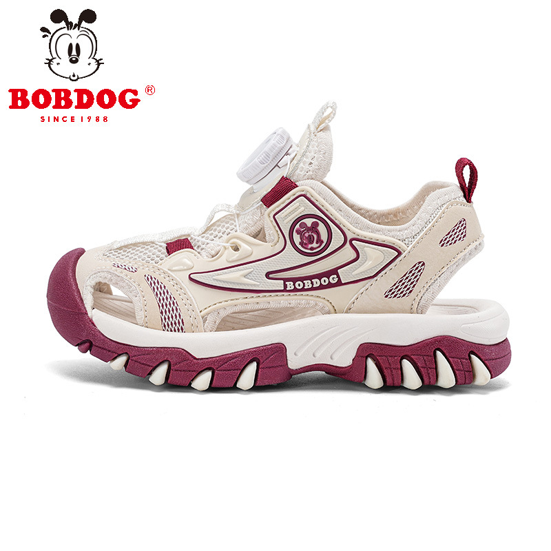 Babudou zapatos de playa para niñas verano nuevo estilo niño mediano y grande botón sandalias Baotou sandalias deportivas para niños