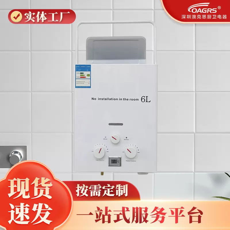 厂家批发出口烟道式燃气热水器家用房车小型热水器