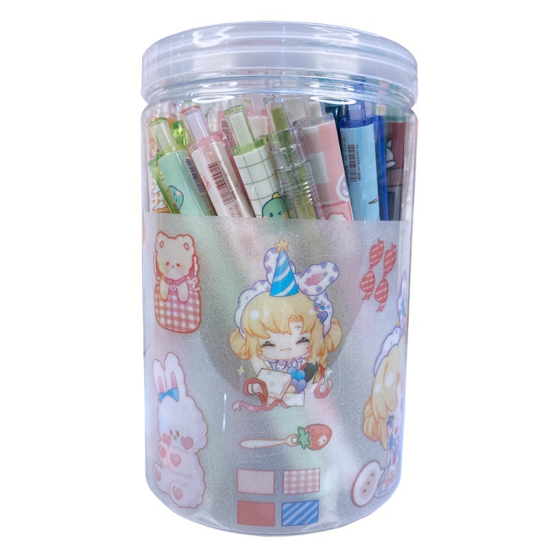 Creativo lindo estilo de empuje pluma gel 0,5mm negro bala estudiante agua pluma 30 barriles envío gratuito