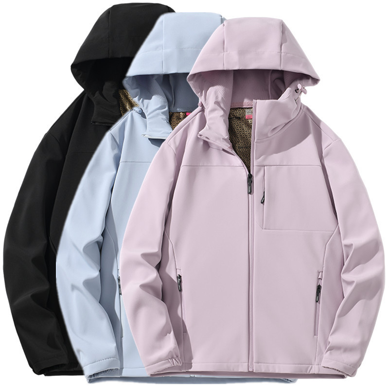 Autumn and winter new soft shell men's outdoor jacket sweater women's windproof waterproof fleece hooded cardigan trench coat coat