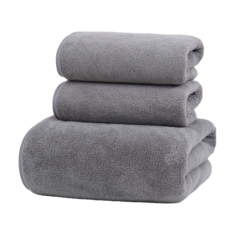 3 Packs [1 Coral Velvet Bath Towel + 2 Towels] Household Absorbent, Not Easy to Shed, Thicker and Softer Than Pure Cotton