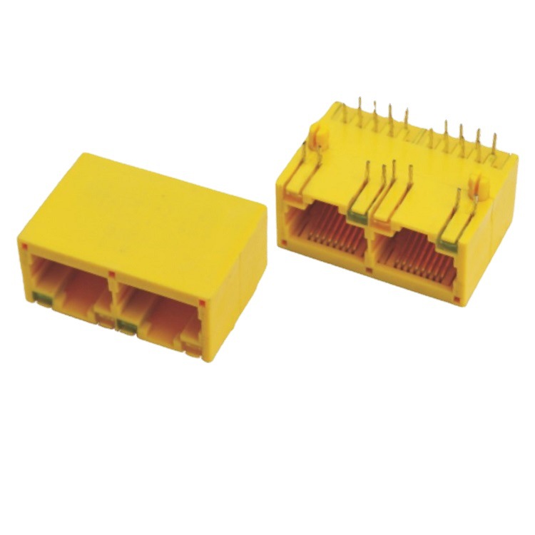 迷你RJ45母座带灯  网线RJ45母座卧式2孔  路由器RJ45插座双层