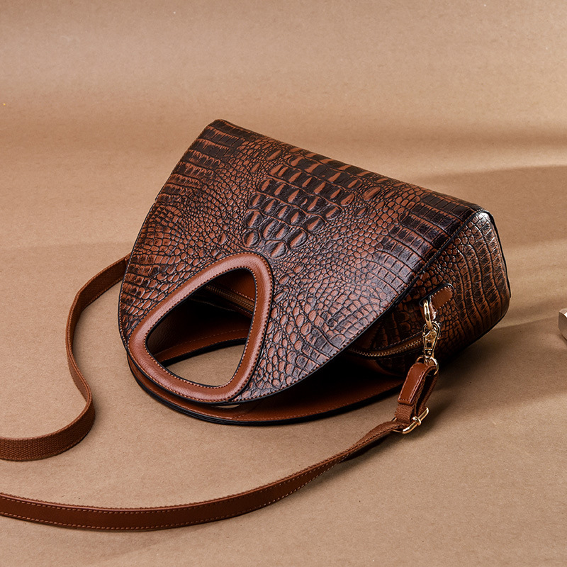 Women's Fashion bags Shoulder Crossbody Embossed Soft Leather Middle-aged Vintage Handbag_voghion.com