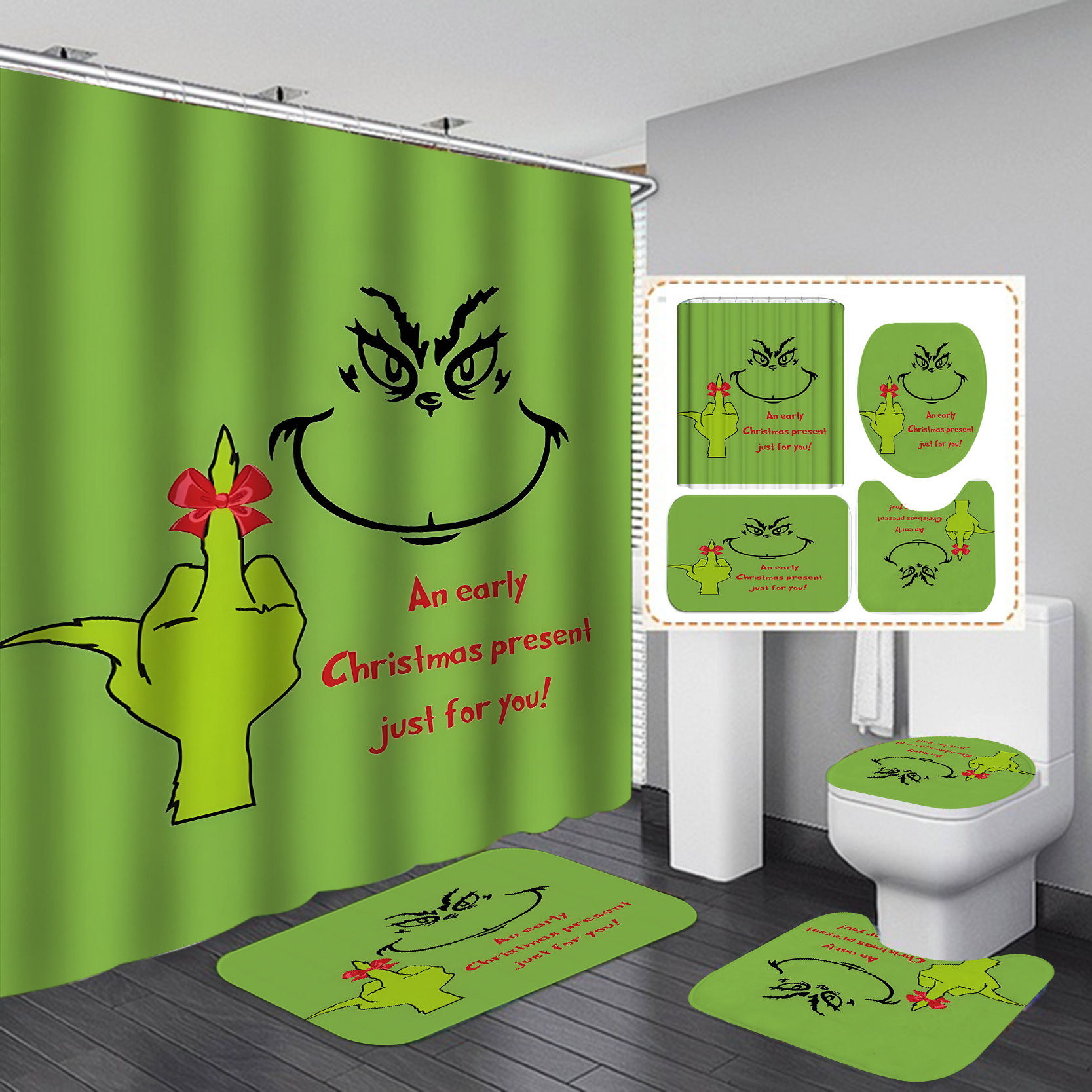 Transfronterizos calientes venta de impresión digital poliéster impermeable serie de navidad cortina de baño fábrica directa cortina al por mayor