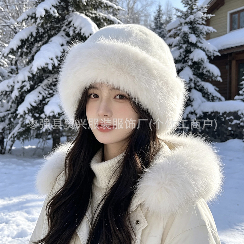 2026 New Style Mongolian Hat for Women, Autumn and Winter Windproof, Thickened Plush Faux Mink Fur, Warm, Fashionable, Versatile, Cross-Border
