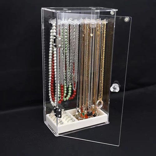 Cross-border new product necklace bracelet desktop storage rack acrylic hanging rack storage box dust-proof necklace display rack