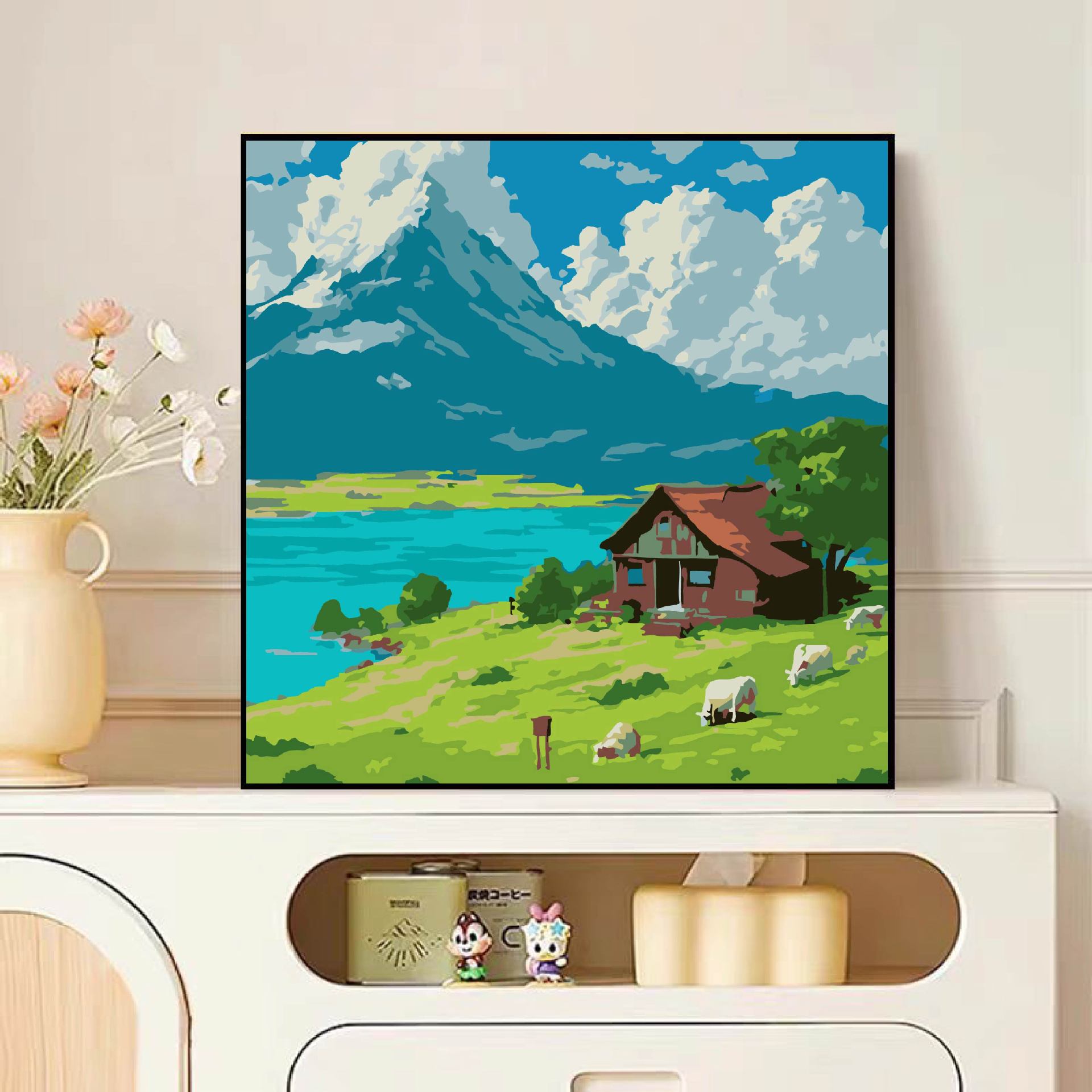 Diy pintura al óleo digital dibujos animados para niños pinturas acrílicas pintadas a mano pinturas de tamaño pequeño pinturas al óleo pintadas de color simple descompresión