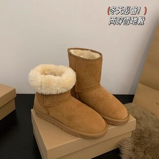 Two-Wear Snow Boots for Women 2025 New Winter Retro Fleece-Lined Thickeneded Warm Woolen Cotton Shoes Non-Slip Short Boots