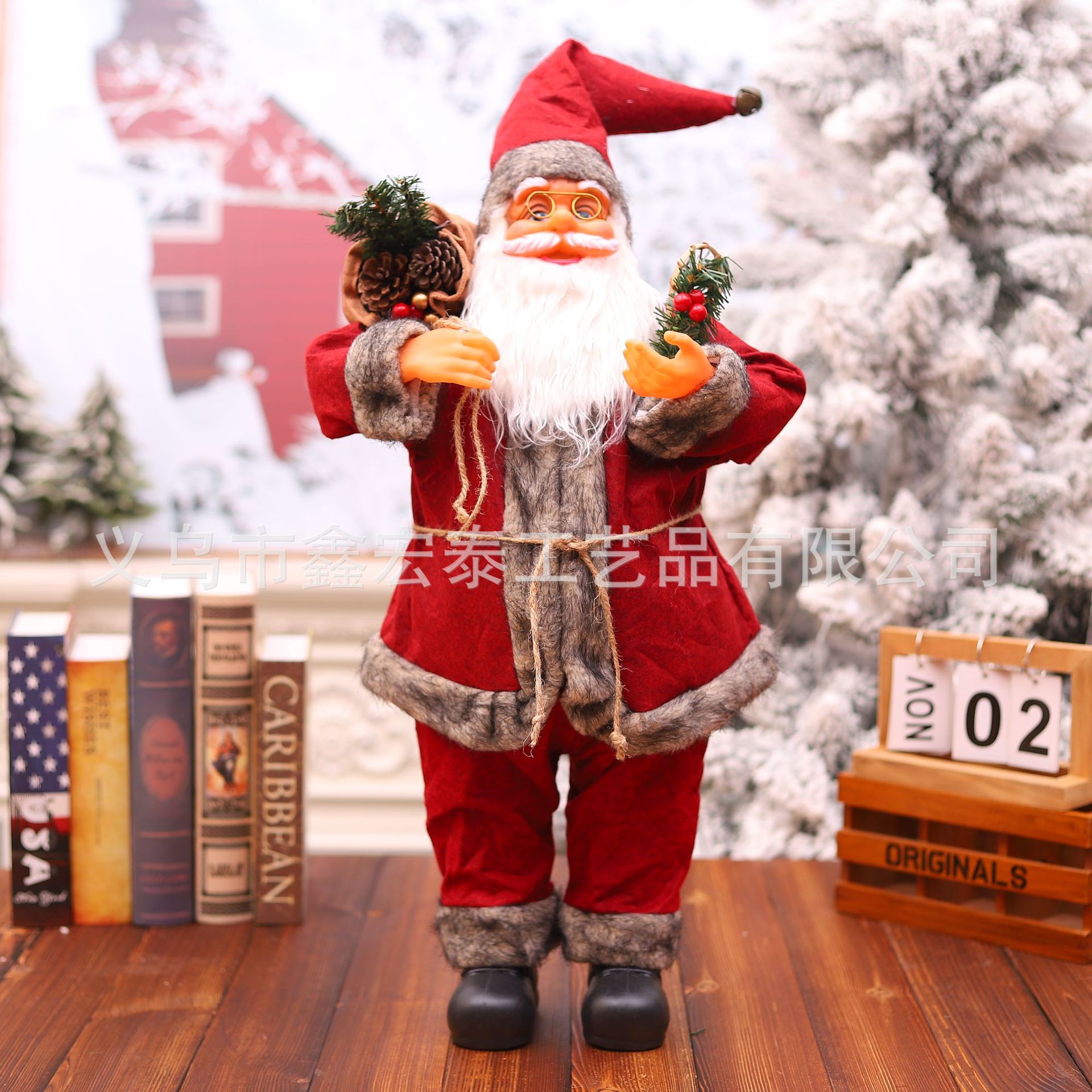 Navidad dibujos animados viejo Navidad ventana decoración pie Santa Claus muñeca creativa nueva ropa roja viejo hombre adornos