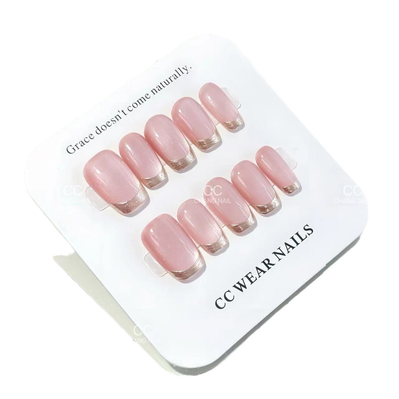 Yiyi Dance [Golden Powder Family] Parche de uñas postizas Desmontable Pasta de judías cortas Gradiente Brillante Temperamento suave