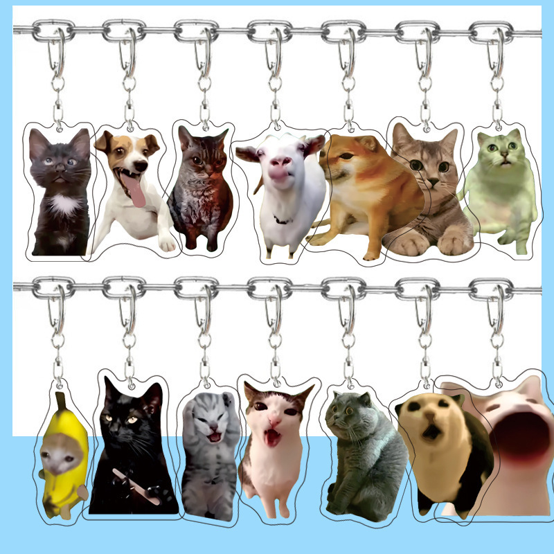 猫meme周边搞怪抽象可爱搞怪搞笑表情包书包装饰亚克力钥匙扣挂件