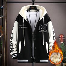 加绒加厚棒球服外套男冬季ins潮牌帅气百搭青少年宽松大码棉衣服