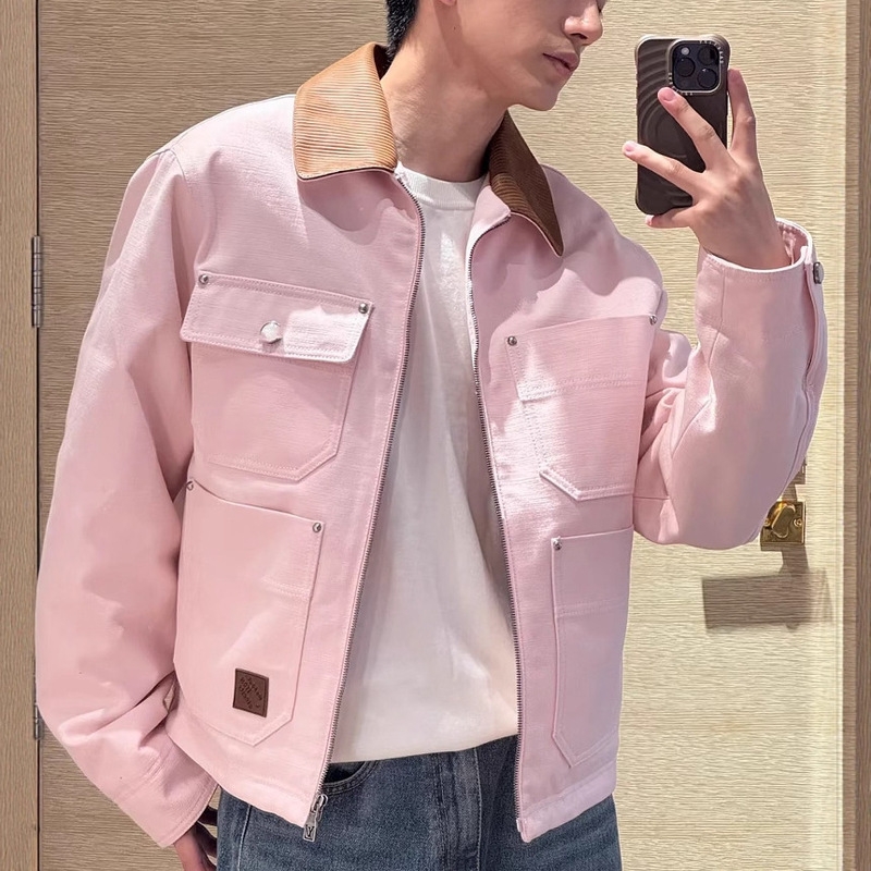 正确版本原标驴家联名款 FW25秋冬新款粉色工装牛仔夹克 棉衣男女|undefined
