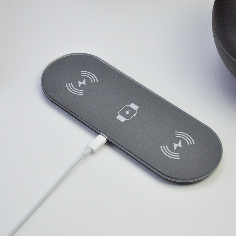 Cargador inalámbrico, cargador bilateral, adecuado para teléfonos móviles Apple Android, auriculares con función inalámbrica, reloj, universal tres en uno