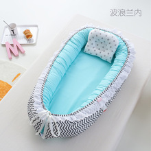 花邊款嬰兒枕可折疊嬰兒床中床防壓床便攜式寶寶外出旅行可拆卸床