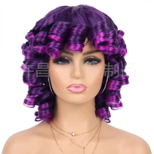 Factory Direct Supply Cross-border European and American Women's Wig Headgear African Small Curly Hair Roman Curly Hair