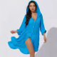 2024 cross-border foreign trade women's clothing concealer beach sunscreen long sleeve bikini cardigan blouse sports hooded shirt