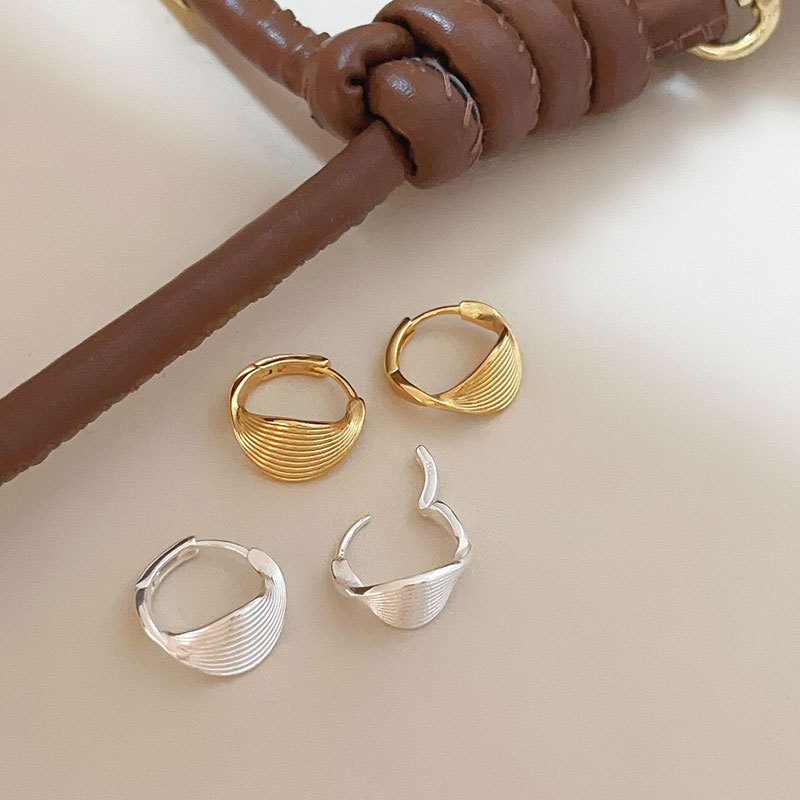 Daily, Party Occasion 1 Pair 925 Sterling Silver Solid Color Hoop Earrings