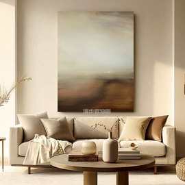 设计师推荐手绘油画客厅抽象装饰画玄关侘寂风肌理画民宿简约挂画