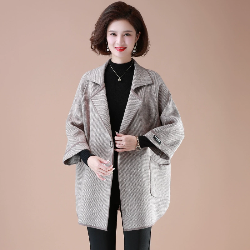 Весенне-осенний Топ для женщин среднего возраста, Свободный вязаный кардиган больших размеров, весеннее пальто для женщин среднего возраста, 40 лет, 50 лет, для мамы