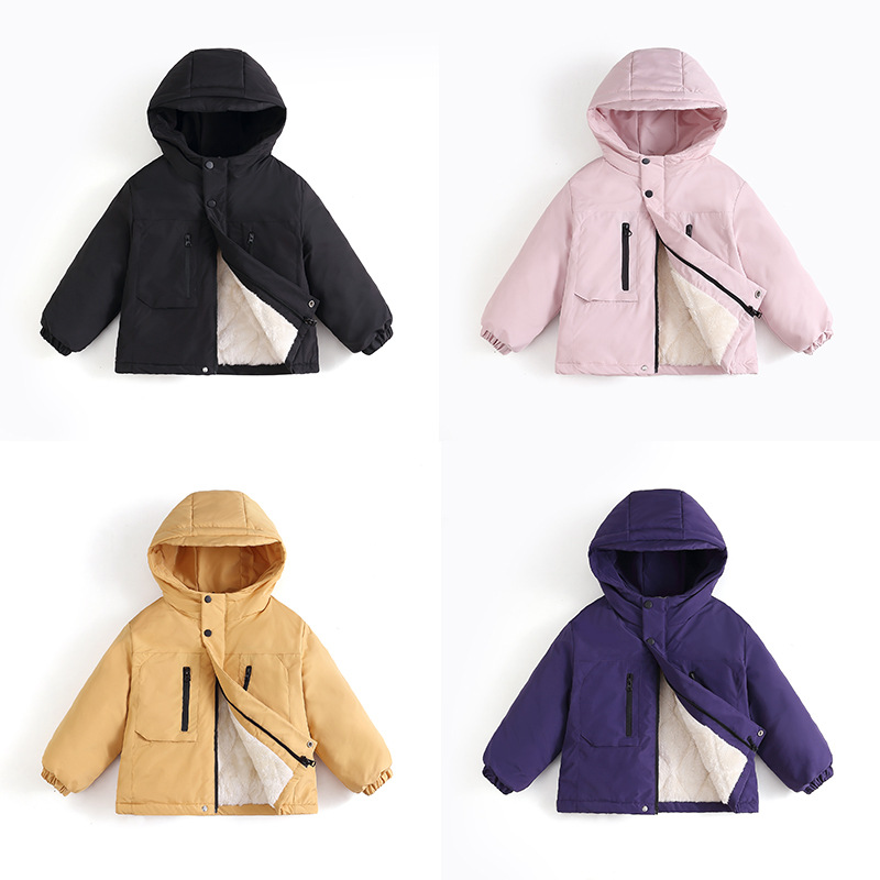 Foreign Trade Cross-Border 2026 New Children's Clothing for Boys and Girls, Fleece-Lined Windbreaker, Cotton-Padded Jacket, Winter Coat