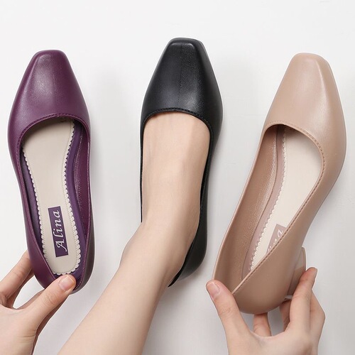 Popular Korean fashionable women's single-layer shoes with soft soles and outer wear women's sandals, non-slip thick heel work shoes, four-season rubber shoes