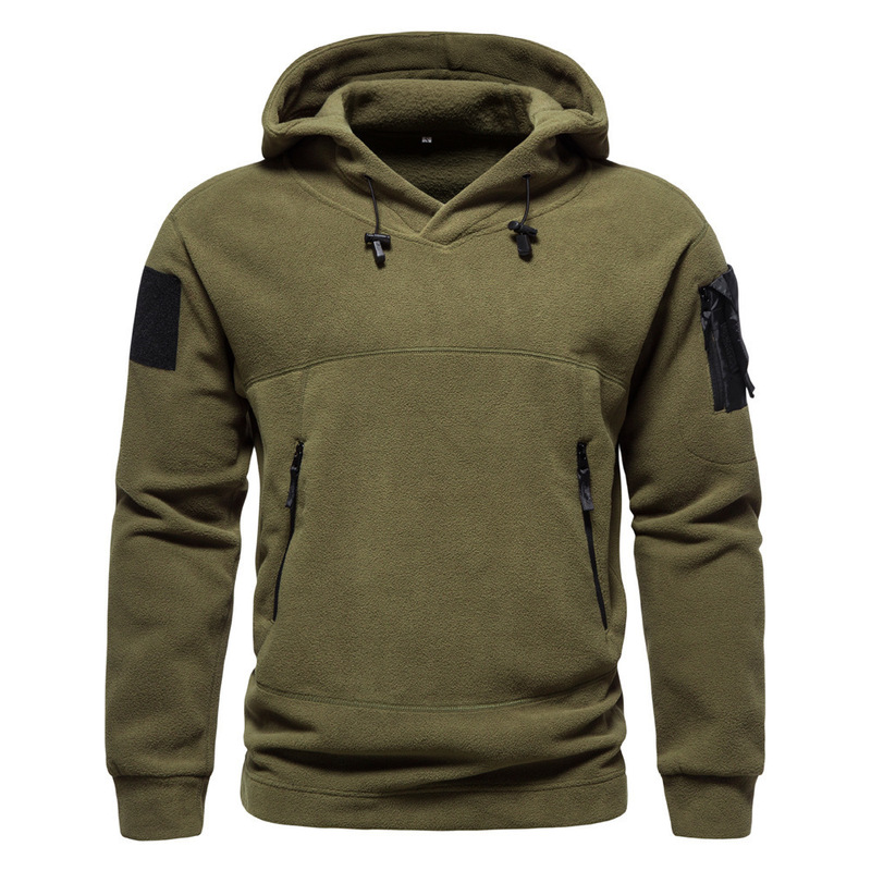 in stock Cross-border New Hooded Outdoor Tactical Men's Sweatshirt Fleece Hooded Pullover Coat Windproof and Warm Upper