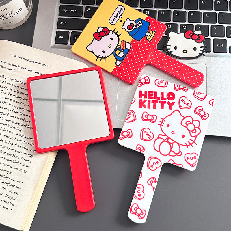 可爱Kitty猫手持镜子便携随身带补妆化妆镜学生宿舍迷你小手柄镜