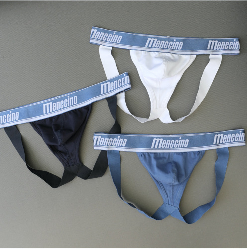 MENCCINO cotton sexy thong double buttocks revealing trendy men's underwear tight MC0161