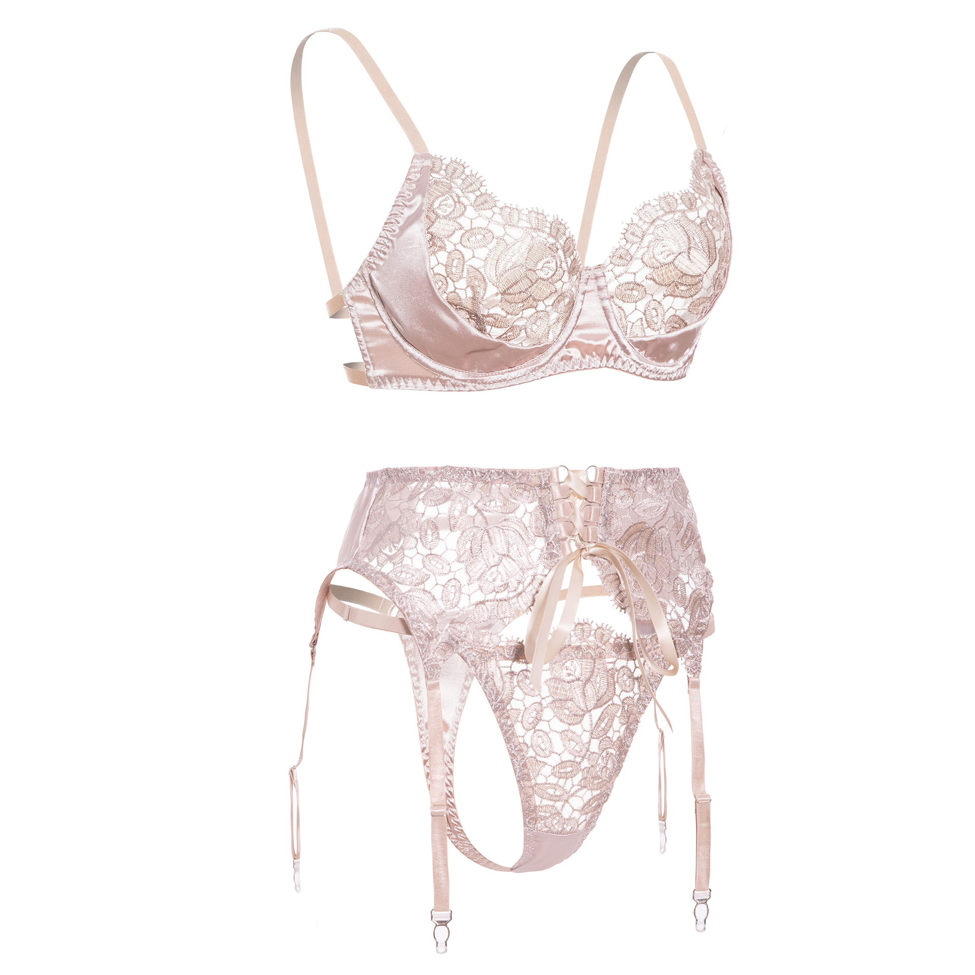 Captivating Vintage Floral Details on a Delicate Lingerie Set