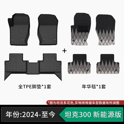 Modelə uyğun ayaqaltı, tank series vehicles, specialized TPE - 24-present-model-tank-300-new-energy-version-tpe-floor-mats-nianhua-velvet-carpet