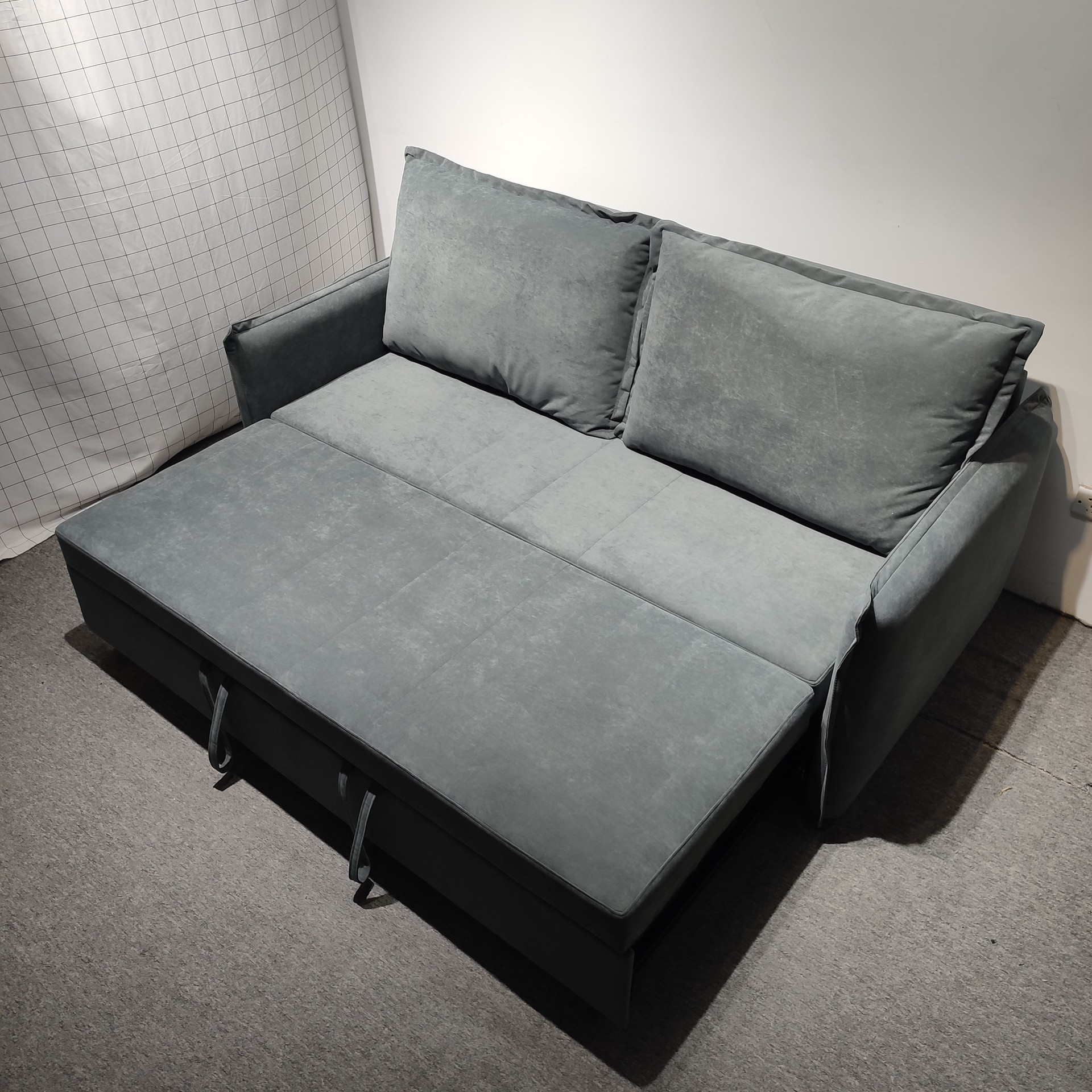 Apartamento sala de estar pequeña casa multifuncional sin lavado desmontable tecnología seda sofá cama empuje plegable peinado