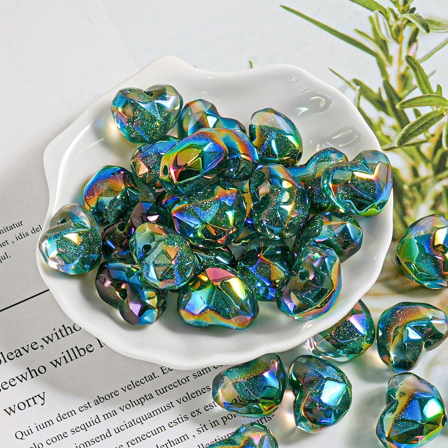 Al atardecer, corazón de azúcar, fideos cortados, amor, cuentas, teléfono móvil, material de bricolaje, accesorios de joyería, cuentas finas de resina flash en forma de corazón, lotes dispersos