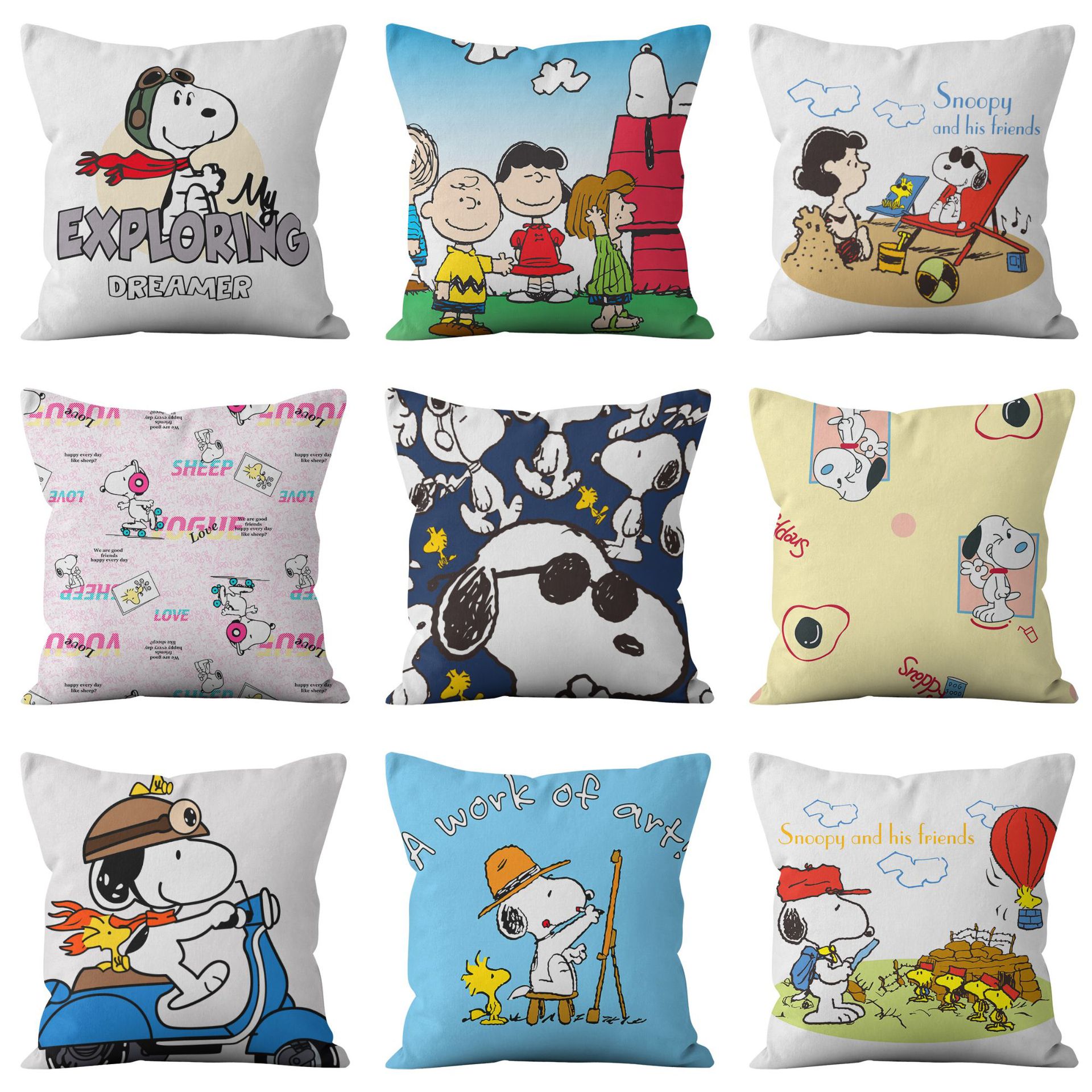 Animación dibujos animados Snoopy almohada cubierta sofá sala de estar dormitorio cojín almohada decoración del hogar simple almohada cubierta