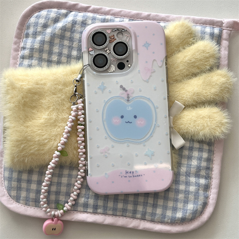 粉色晕染腮红蓝苹果链条适用iPhone16苹果15ProMax手机壳14新款13|undefined