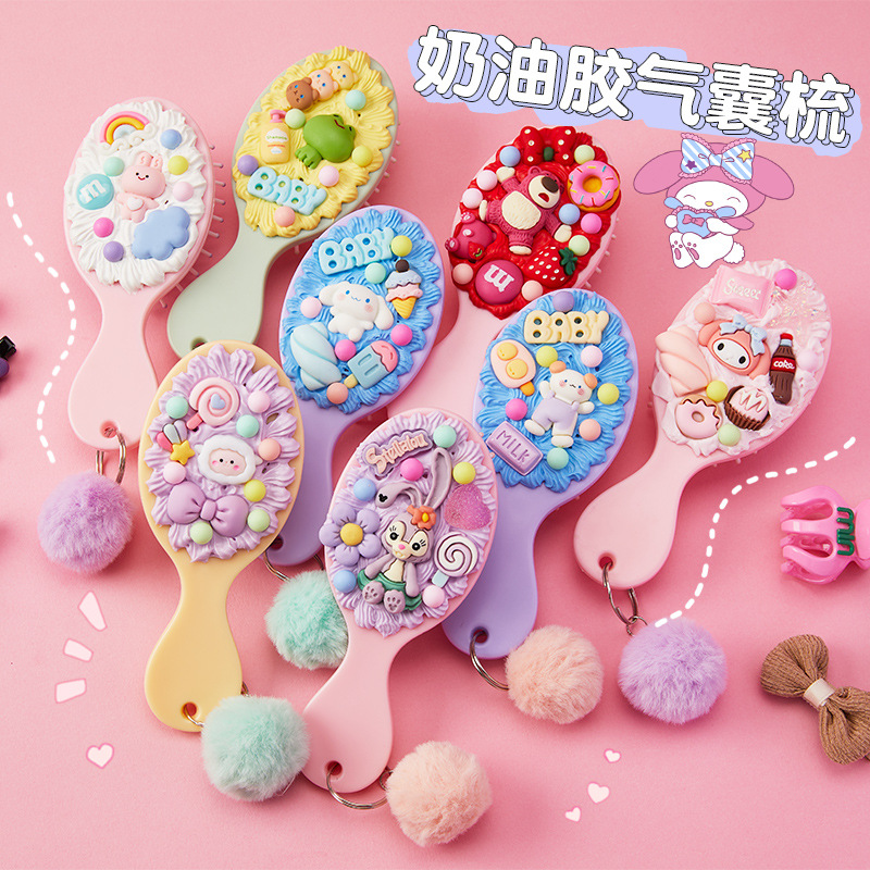 Dibujos Animados DIY crema pegamento masaje cojín de aire peine mini lindo hecho a mano airbag peine regalo para novias