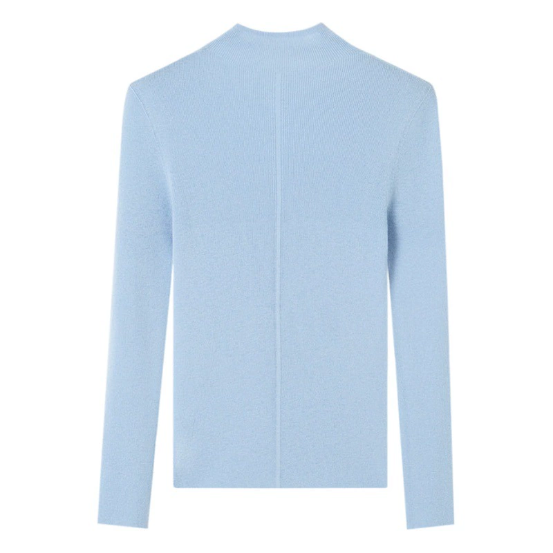 Женский свитер с воротником-стойкой, машинная стирка, бесшовный, 100% чистая шерсть, тонкий трикотаж, базовая модель для ранней осени, женская одежда