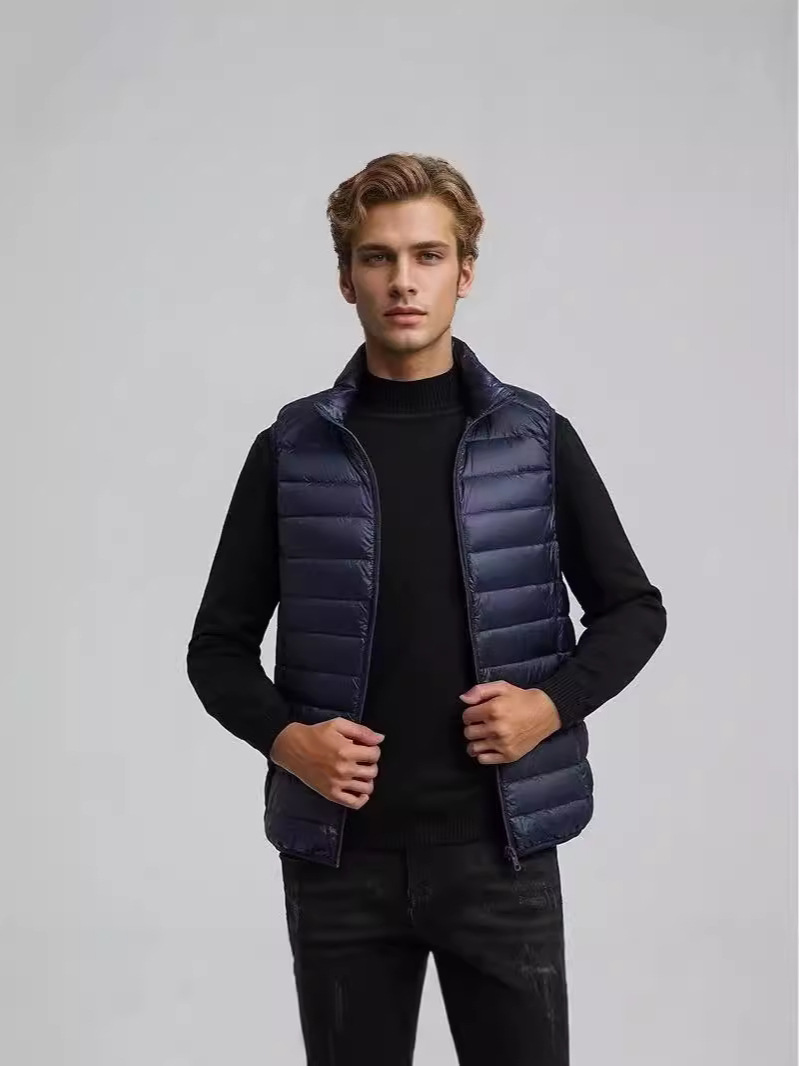 Chaleco de algodón para hombre de comercio exterior de otoño e invierno transfronterizo moda europea y americana simple chaleco de cuello alto chaleco de algodón chaqueta de chaleco para hombre