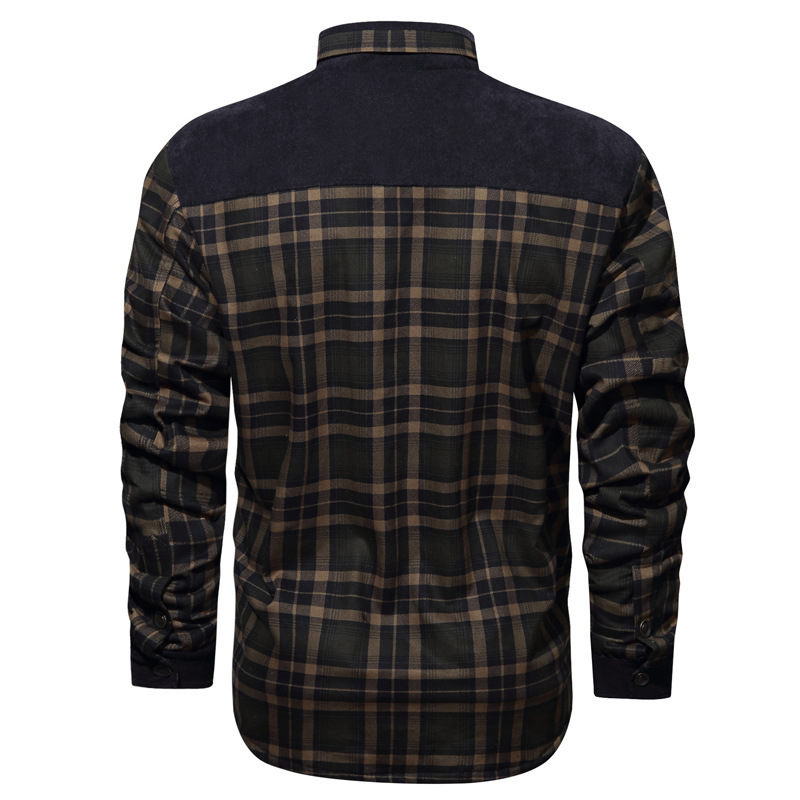 Herrenbekleidung Herren große Größe Winter plus Samt verdickt Docht Drachen kariertes Hemd Jacke Mantel Herrenbekleidung_voghion.com