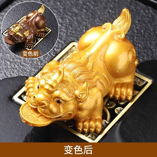 茶宠摆件招财描金貔貅茶桌茶盘茶台茶具配件变色金蟾茶艺茶玩可养