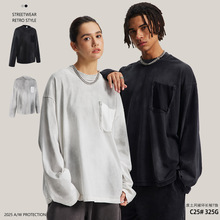 ARTIE男装|2025秋冬新款重磅325克废土风破坏喷马骝纯棉长袖t恤